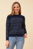 CKM - LONG SLEEVE STRIPE KNIT PULLOVER