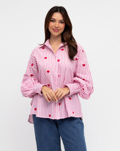 LABEL OF LOVE - HEART EMBROIDERY SHIRT