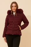 CKM - LONG SLEEVE PUFFER JACKET WITH FUR TRIMMED HOOD