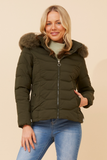 CKM - LONG SLEEVE PUFFER JACKET WITH FUR TRIMMED HOOD