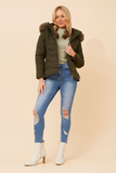 CKM - LONG SLEEVE PUFFER JACKET WITH FUR TRIMMED HOOD