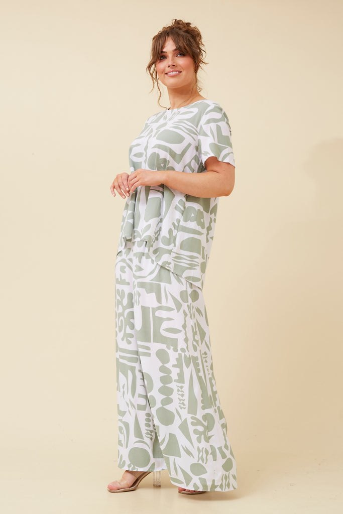 CKM - LONG WIDE LEG ABSTRACT PRINT PANT