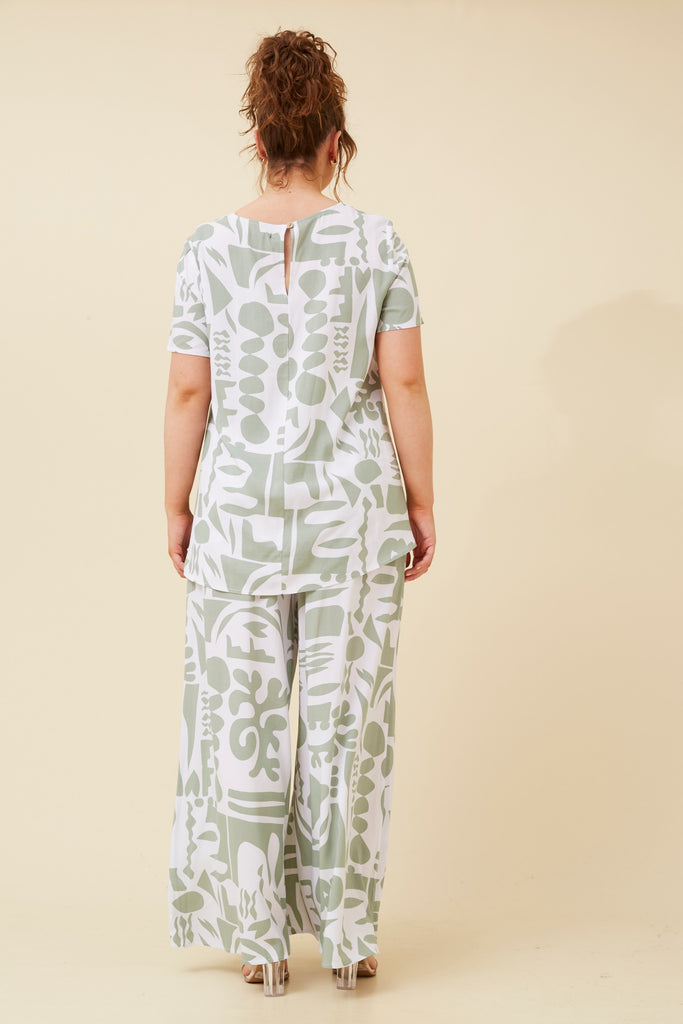 CKM - LONG WIDE LEG ABSTRACT PRINT PANT