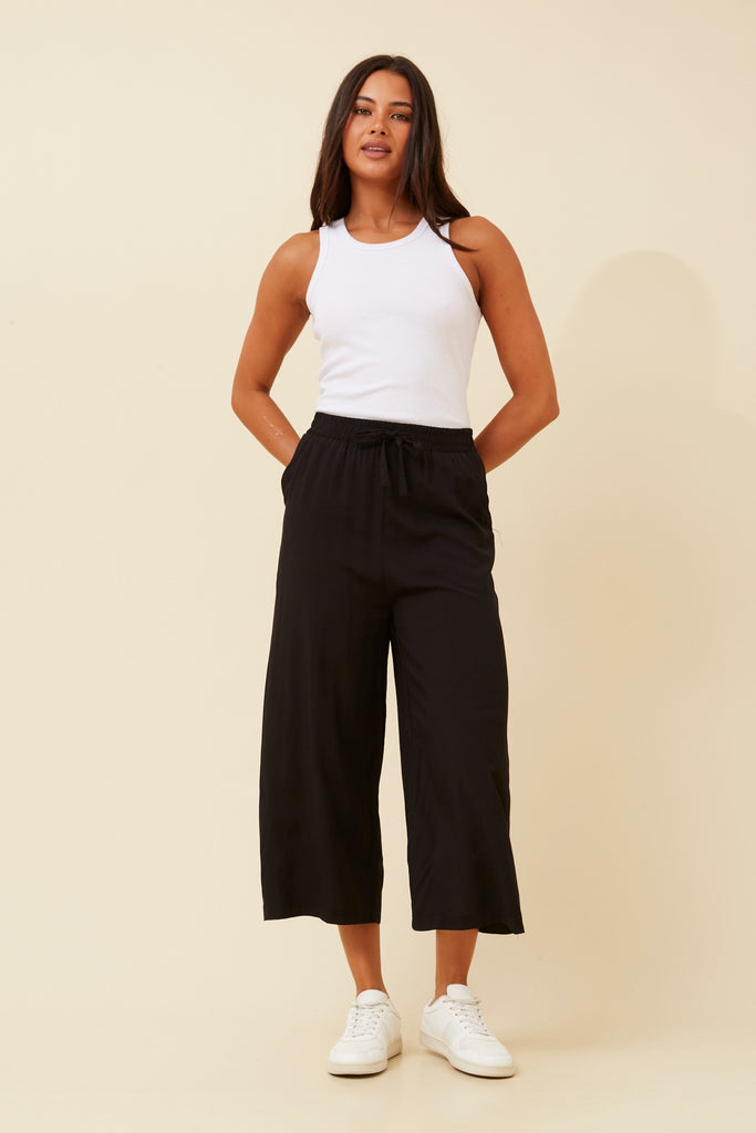 CKM - 7/8 LENGTH WIDE LEG PANT WITH WAIST TIE