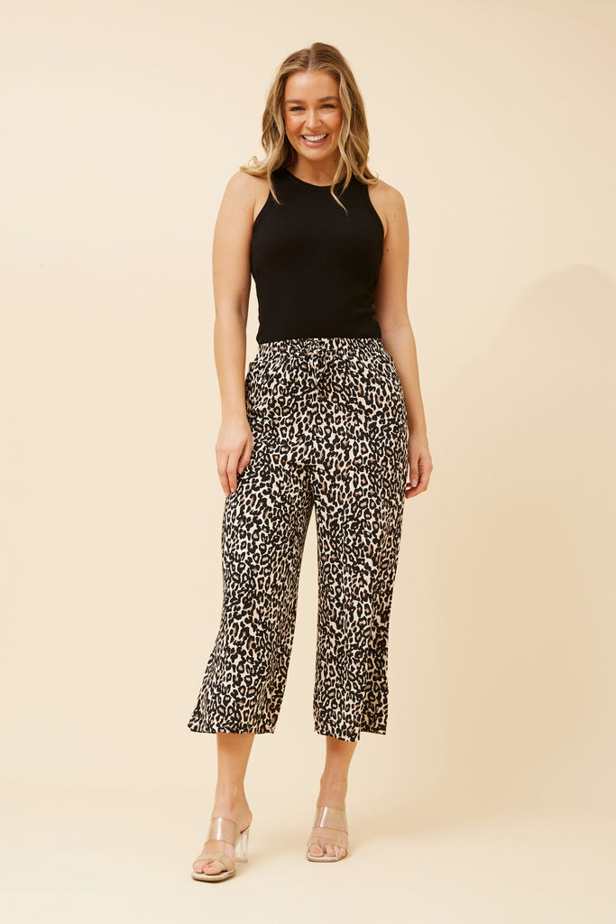 CKM - 7/8 LENGTH ANIMAL PRINT WIDE LEG PANT