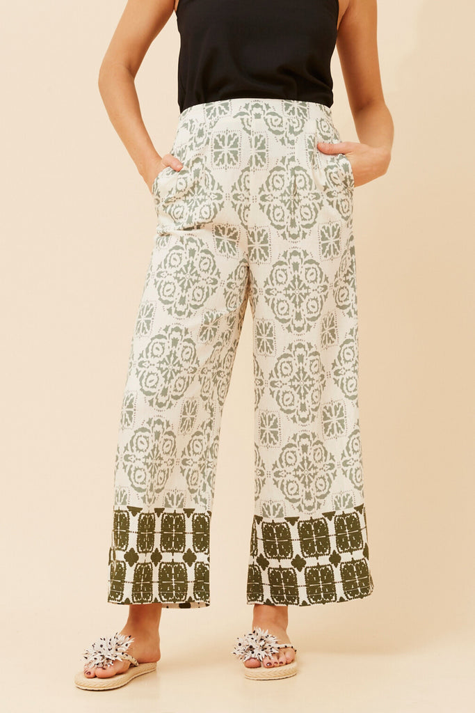 CKM - WIDE LEG BORDER PRINT PANT