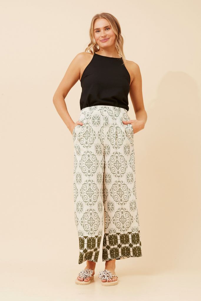 CKM - WIDE LEG BORDER PRINT PANT