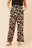 CKM - LONG PRINTED WIDE LEG PANT WITH WAIST TIE
