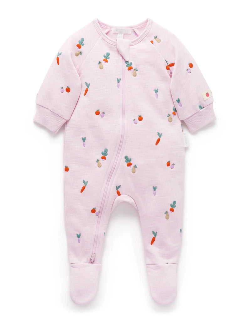 PUREBABY - EMBROIDERED FLEECE GROWSUIT