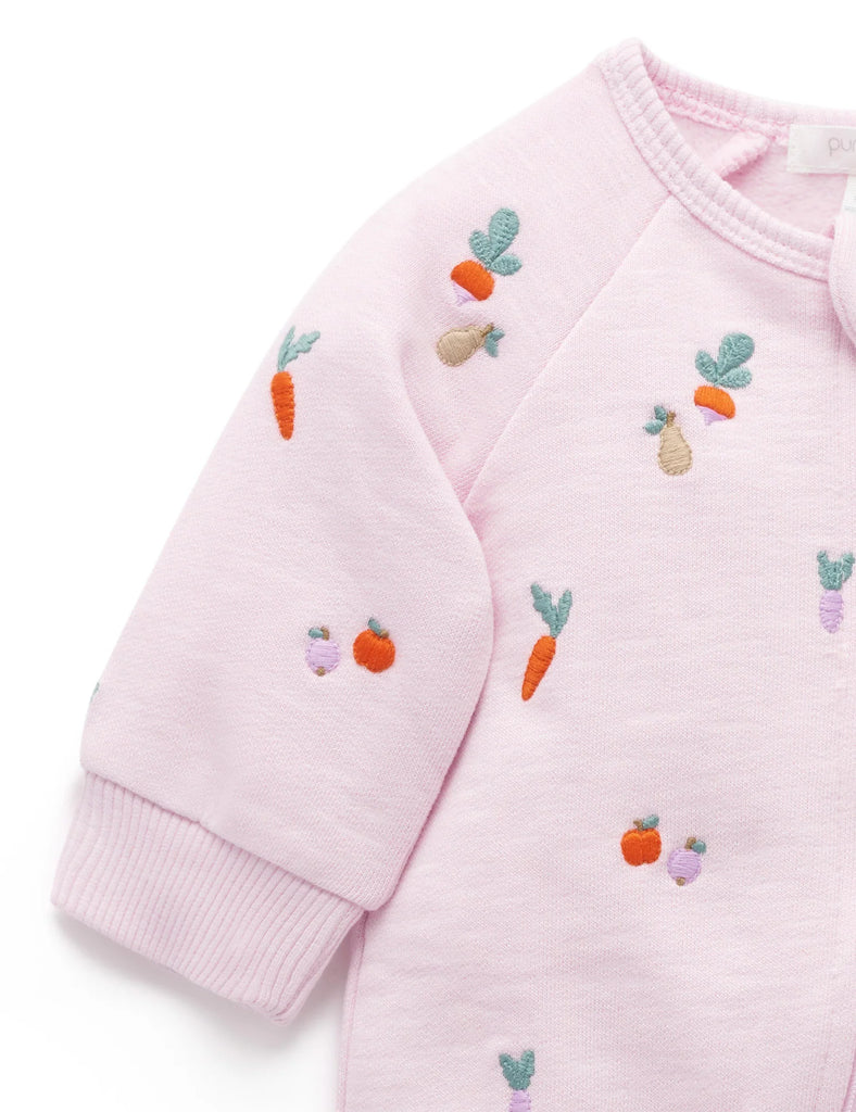 PUREBABY - EMBROIDERED FLEECE GROWSUIT