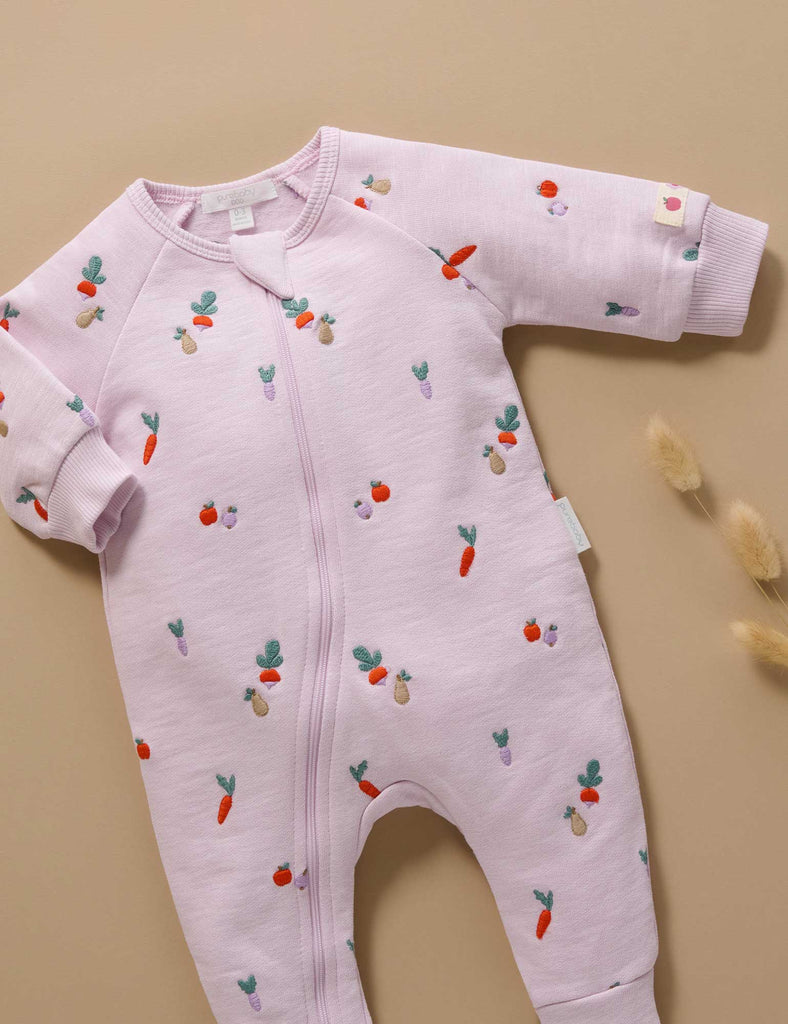 PUREBABY - EMBROIDERED FLEECE GROWSUIT