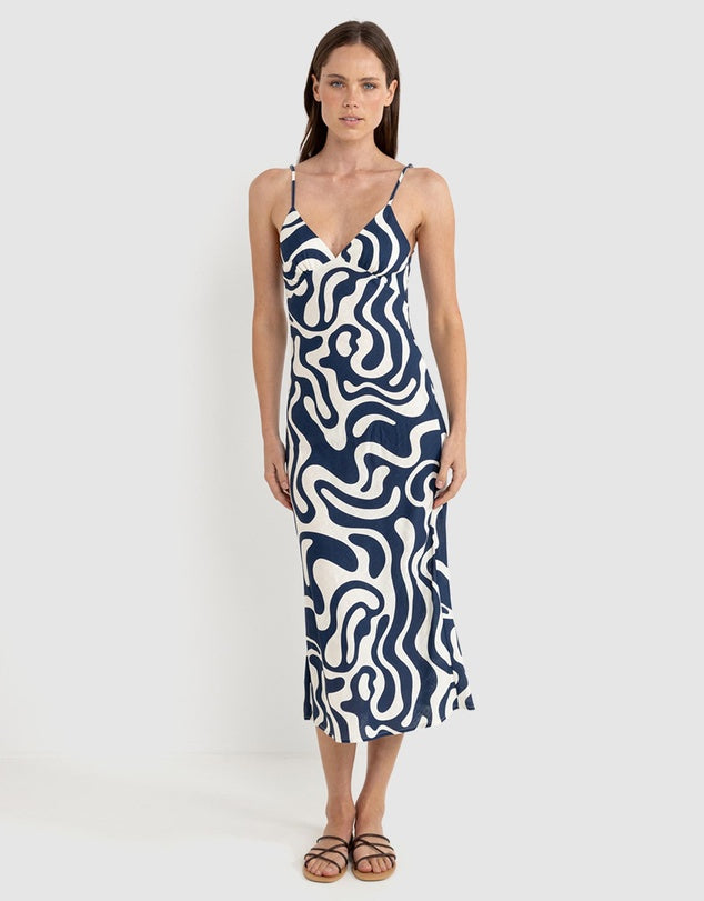 RHYTHM - WAVERLY BIAS CUT MIDI DRESS
