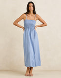 RHYTHM - CLASSIC SHIRRED MIDI DRESS