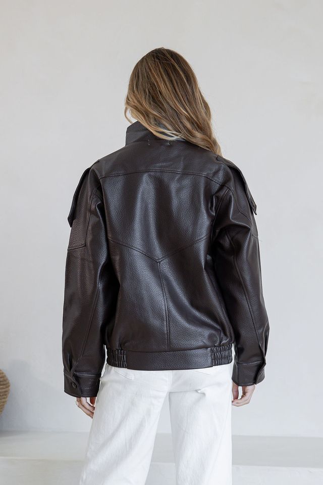 SMAIBULUN - FUNNEL NECK LEATHER JACKET
