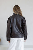 SMAIBULUN - FUNNEL NECK LEATHER JACKET