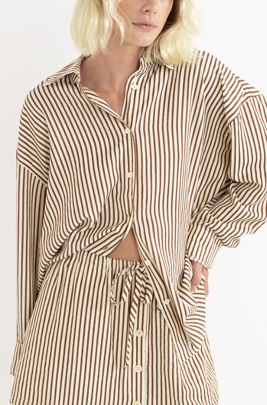 RHYTHM - COVE STRIPE OVERSIZED LONG SLEEVE SHIRT
