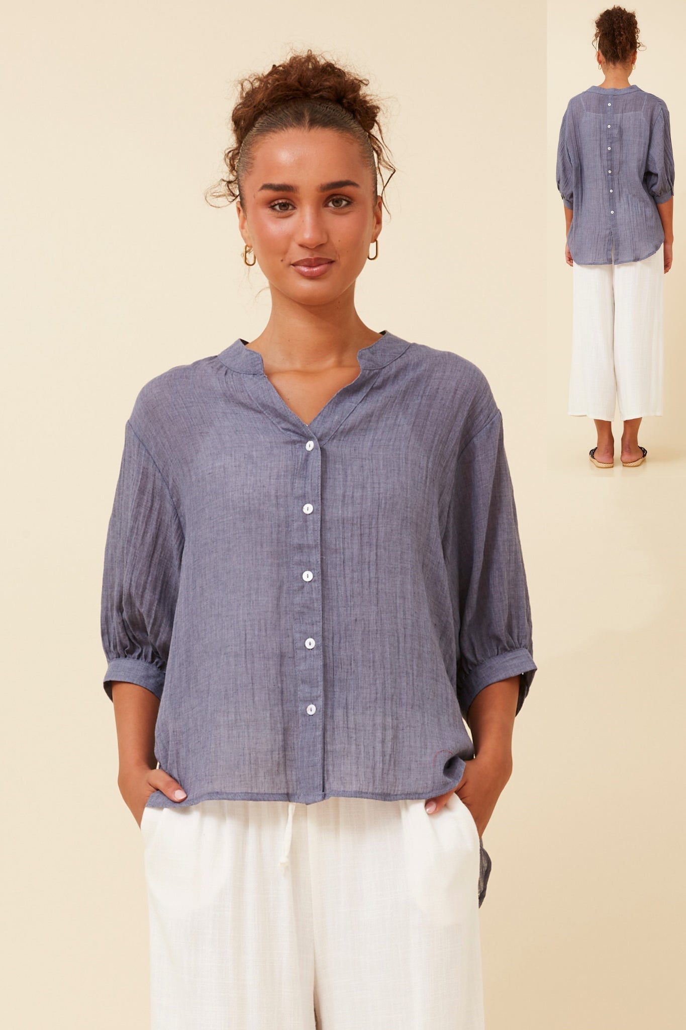 CKM BUTTON BACK DETAIL SHIRT