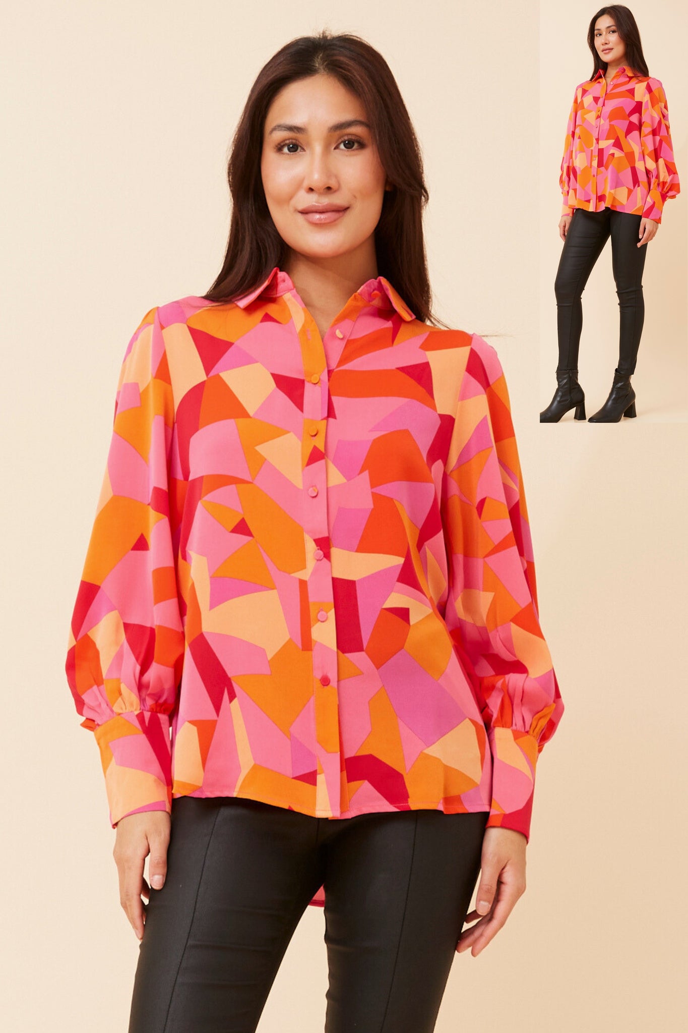 CKM - BALLOON SLEEVE PRINTED SHIRT