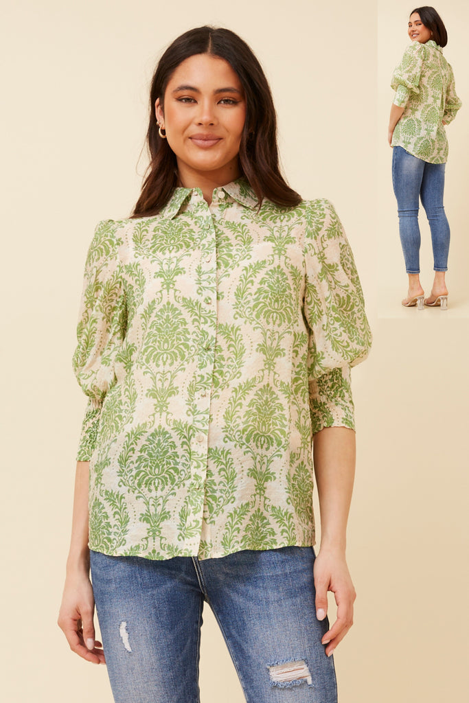 CKM - 3/4 BALLOON SLEEVE PRINTED SHIRT