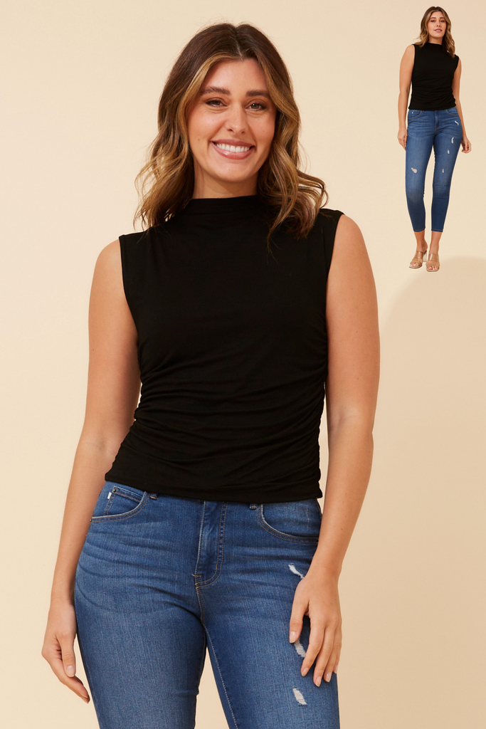 CKM - HIGH NECK RUCHED TANK
