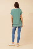 CKM - CAP SLEEVE TOP WITH FRONT BUTTON DETAIL