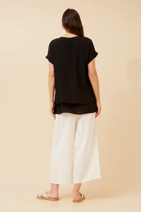 CKM - CAP SLEEVE TOP WITH FRONT BUTTON DETAIL