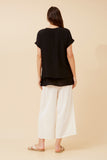 CKM - CAP SLEEVE TOP WITH FRONT BUTTON DETAIL