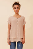 CKM - CAP SLEEVE TOP WITH FRONT BUTTON DETAIL