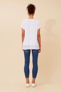 CKM - CAP SLEEVE TOP WITH FRONT BUTTON DETAIL
