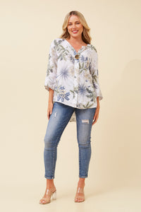 CKM - BUTTON DETAIL LEAF PRINT
