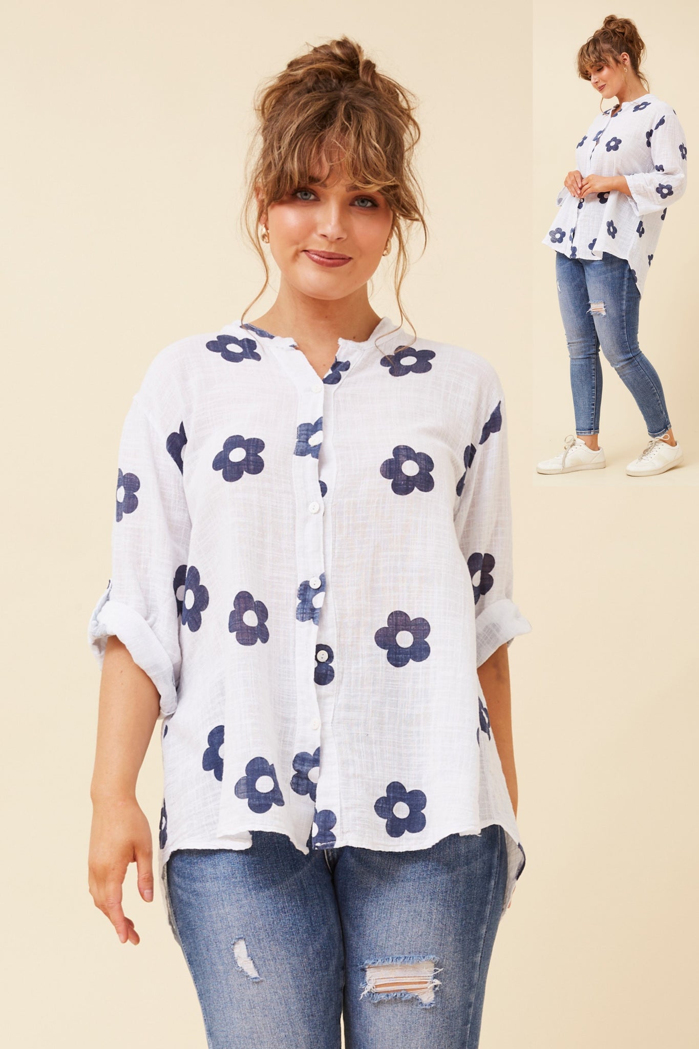 CKM - 3/4 ROLL UP SLEEVE SHIRT