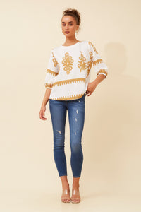 CKM - 3/4 SLEEVE PRINTED TOP