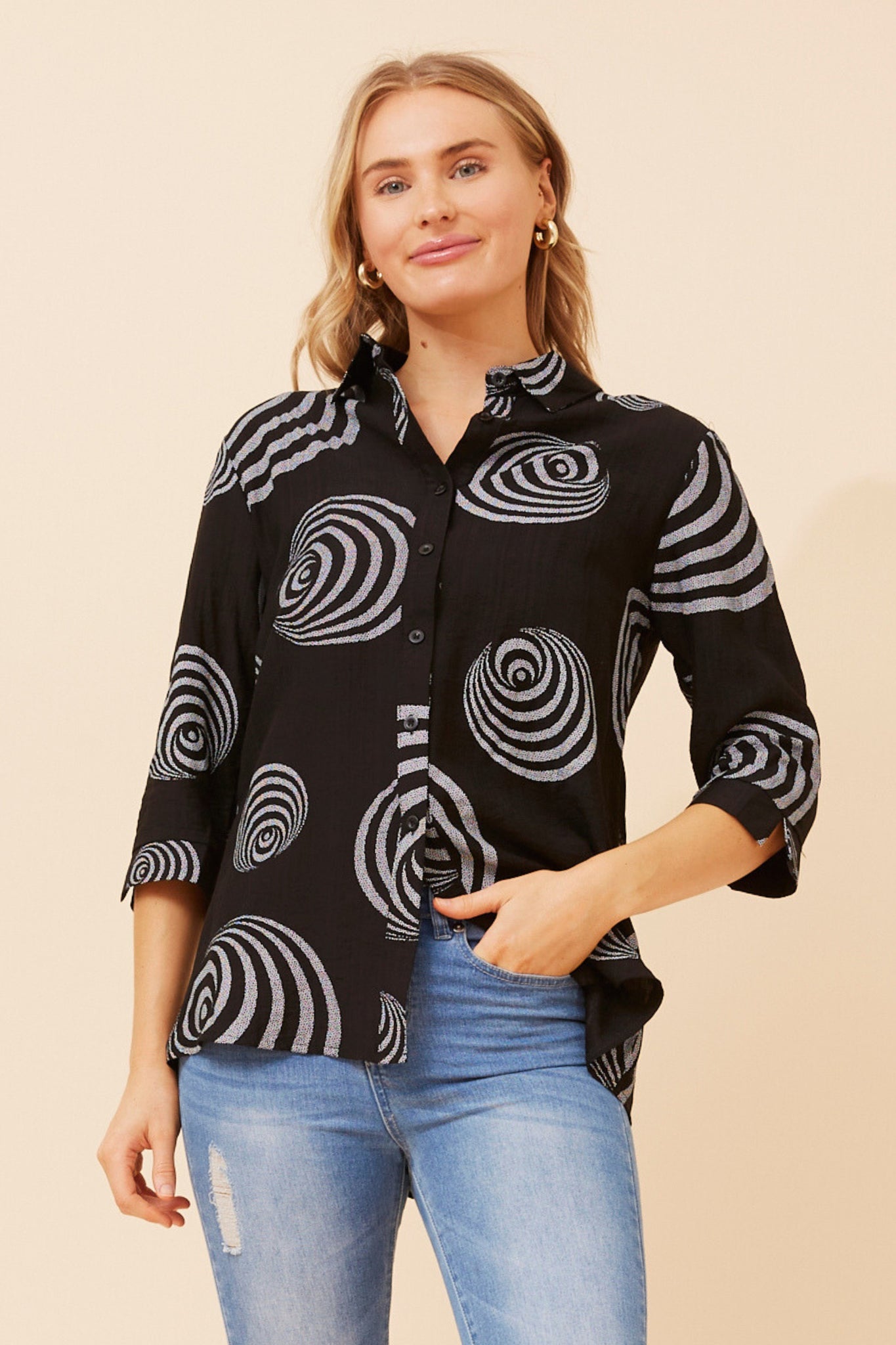 CKM - 3/4 SLEEVE PRINTED SHIRT