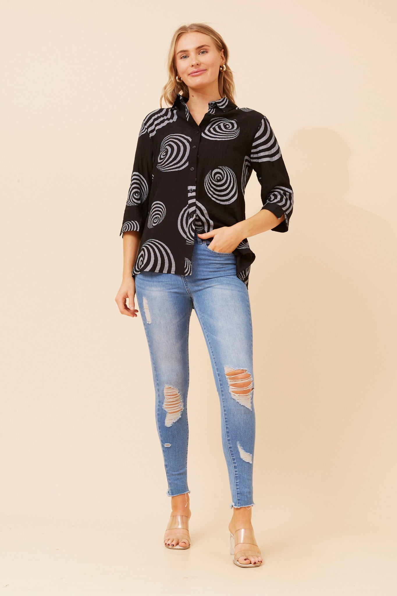 CKM - 3/4 SLEEVE PRINTED SHIRT