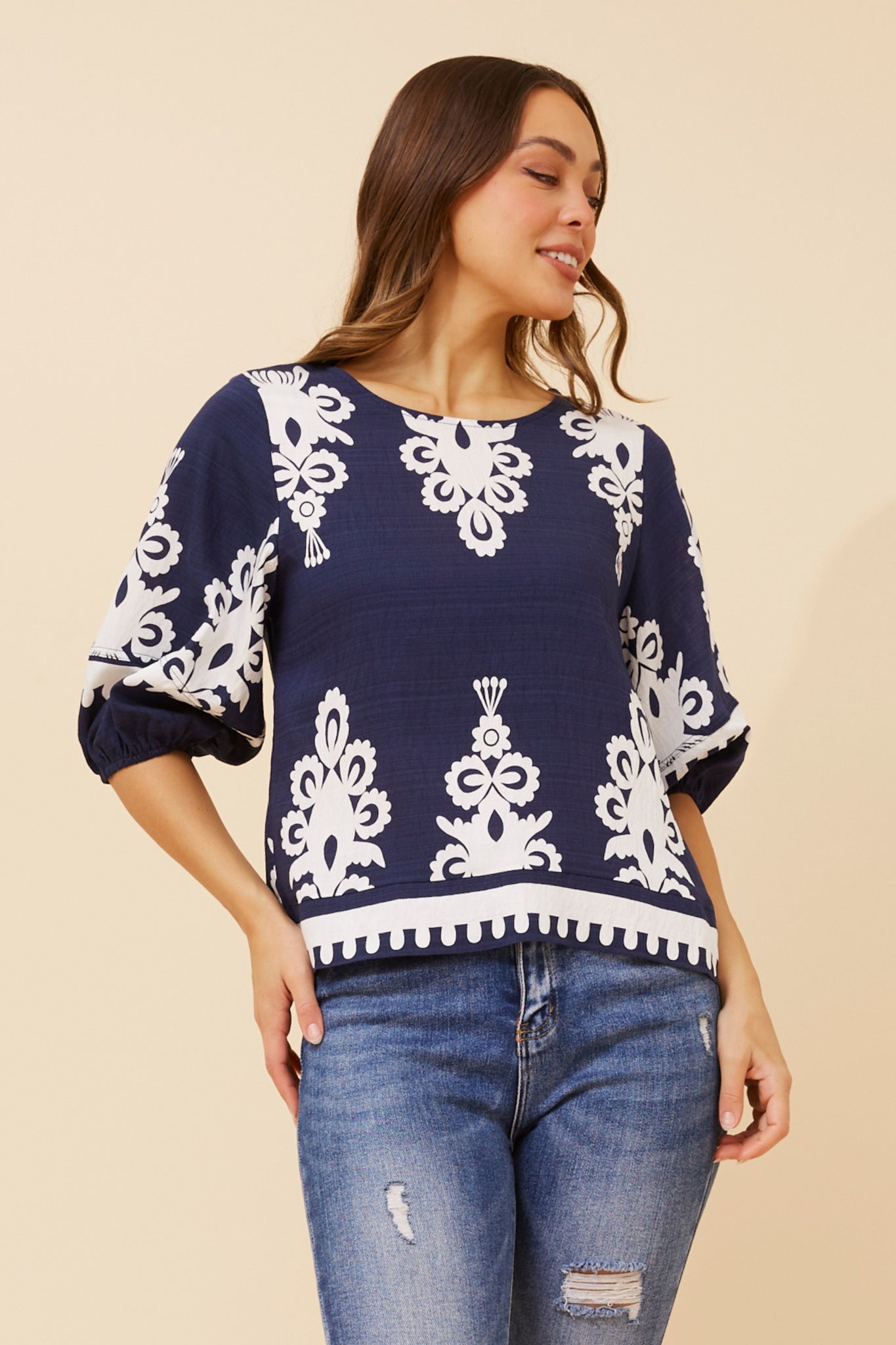 CKM - 3/4 BALLOON SLEEVE TOP