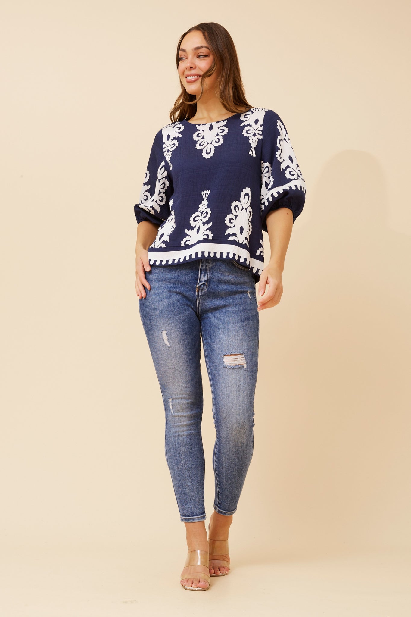 CKM - 3/4 BALLOON SLEEVE TOP