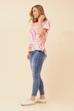 CKM - SHORT SLEEVE LEAF PRINTED TOP