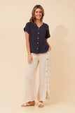 BOTTEGA MODA - SHORT SLEEVE BUTTON DETAIL TOP