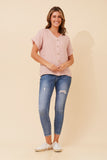 BOTTEGA MODA - SHORT SLEEVE BUTTON DETAIL TOP