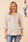 CKM - FLORAL PRINTED SEQUIN SHIRT