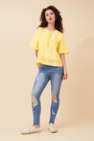 CKM - LACE DETAUL TOP WITH NECK TIE
