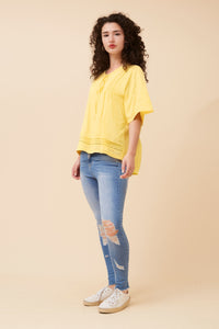 CKM - LACE DETAUL TOP WITH NECK TIE