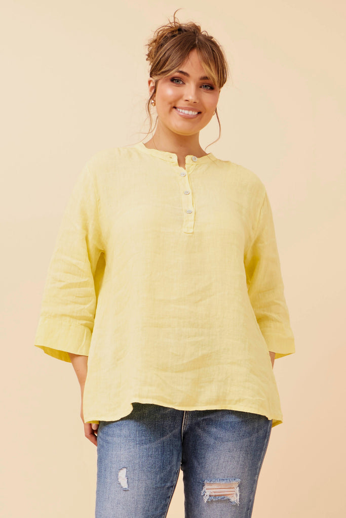 CKM - 3/4 SLEEVE SOLID BUTTON TOP