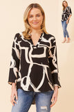 CKM - 3/4 ROLL-UP SLEEVE BLOUSE WITH MANDARIN COLLAR