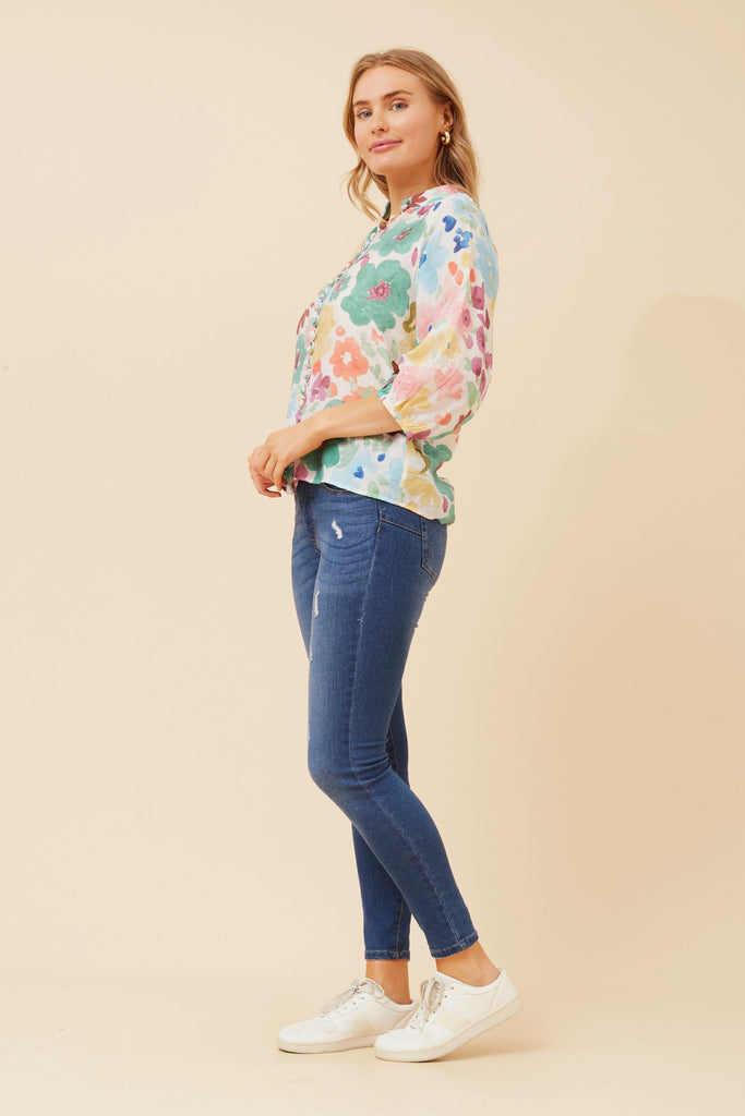 CKM - FLORAL PRINTED BUTTON BLOUSE