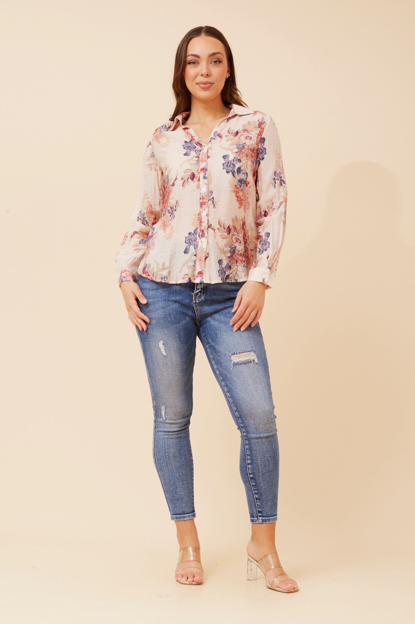 CKM - LONG SLEEVE FLORAL PRINT SHIRT