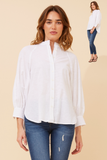 CKM - BUTTON DOWN LINEN BLEND TOP