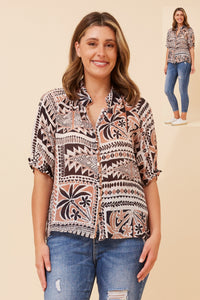 CKM - SHORT PUFF SLEEVE BLOUSE WITH HIGH NECK