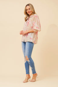 CKM - BALLOON SLEEVE PRINTED BLOUSE