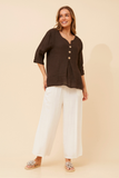 BOTTEGA MODA - SHORT SLEEVE BUTTON DETAIL TOP